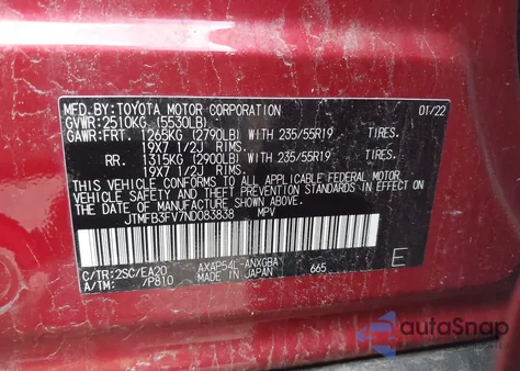 2022 Toyota Rav4 Prime Xse from USA, damaged, VIN JTMFB3FV7ND083838